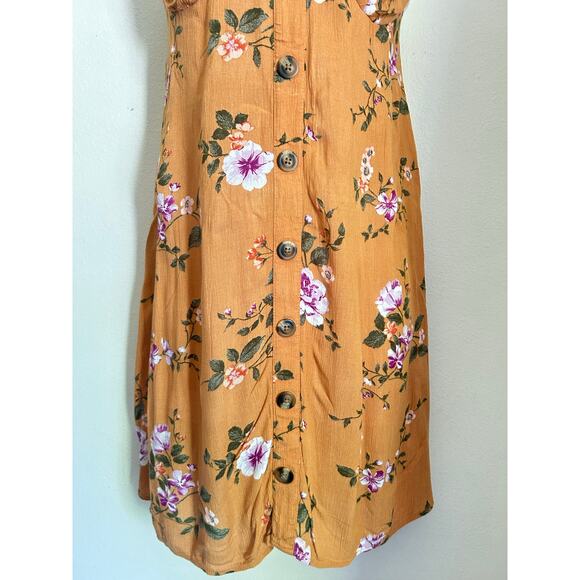 American Eagle Mustard Yellow Floral Dress Size Small - Picture 3 of 8